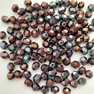 Margele cehe fatetate din sticla - 6mm - 40 buc / pachet - violet inchis colorat lucios, , , ARTYNOS