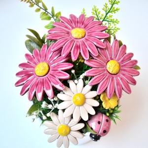 Buchet de flori din ceramică într-un ghiveci, margarete - casă & stil de viață - decorațiuni de casă - accesorii florale - buchete de flori - Artynos.ro