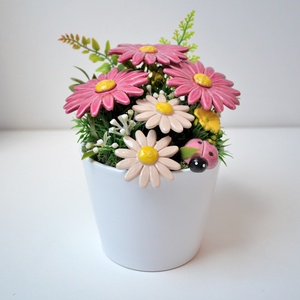 Buchet de flori din ceramica intr-un ghiveci, margarete, Casa & Stil de viata, Decoratiuni de casa, Accesorii florale, Buchete de flori, Ceramica, Aranjament de flori, ARTYNOS