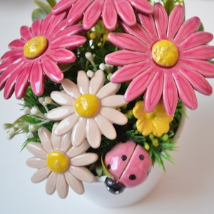 Buchet de flori din ceramică într-un ghiveci, margarete - casă & stil de viață - decorațiuni de casă - accesorii florale - buchete de flori - Artynos.ro
