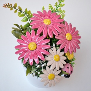 Buchet de flori din ceramică într-un ghiveci, margarete - casă & stil de viață - decorațiuni de casă - accesorii florale - buchete de flori - Artynos.ro