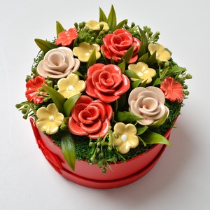 Cutie cu trandafiri, buchet de flori din ceramică, buchet de trandafiri - casă & stil de viață - decorațiuni de casă - accesorii florale - buchete de flori - Artynos.ro