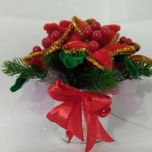 Craciunita din sarma plusata, Craciun, Decoratiuni de Craciun de casa, Decor pentru masa de Craciun, Aranjament de flori, ARTYNOS