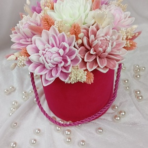 Cutii  din catifea cu flori de săpun  - casă & stil de viață - accesorii pentru decorat casa - suport de flori - cutii flori - Artynos.ro