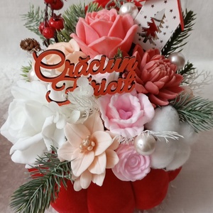 Aranjament cu flori din săpun  - crăciun - decorațiuni de crăciun de casă - decor pentru masă de crăciun - Artynos.ro