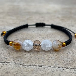 Set de brățări minerale din citrin Madeira și cristal de stâncă zdrobit mat - bijuterii - seturi de bijuterii - Artynos.ro