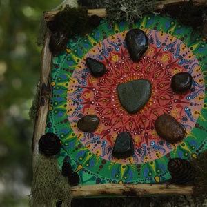 Tablou Natural Licheni Mușchi Mandala - casă & stil de viață - accesorii pentru decorat casa - decorațiuni de pereți, decorațiuni suspendate - tablou cu licheni - Artynos.ro