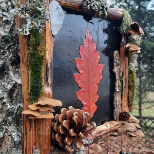 Tablou Natural Licheni Mușchi Frunză Roșie - casă & stil de viață - accesorii pentru decorat casa - decorațiuni de pereți, decorațiuni suspendate - tablou cu licheni - Artynos.ro