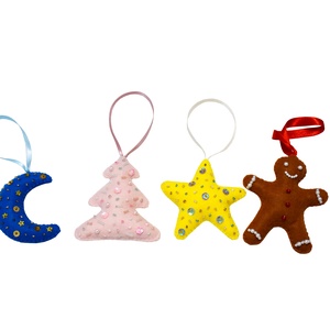 Pachet decorațiuni de Crăciun - set 4 ornamente de fetru brodate - crăciun - decorațiuni de crăciun de casă - globuri de crăciun - Artynos.ro