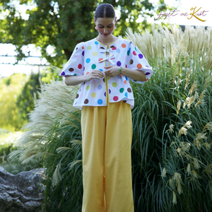 Pantaloni lungi galbeni din in cu elastic - Pantaloni damă - îmbrăcăminte și modă - haine damă - pantaloni damă - Artynos.ro