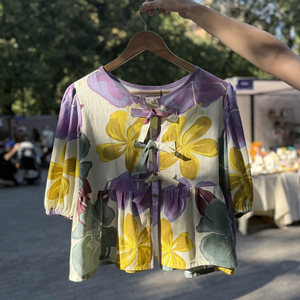 Bluza din in - Model Floral - Marimea 36, Imbracaminte si moda, Haine dama, Bluze dama, Cusatura, ARTYNOS