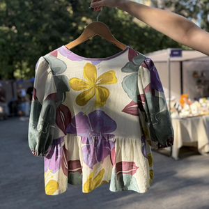 Bluză din in - Model Floral - Mărimea 36 - îmbrăcăminte și modă - haine damă - bluze damă - Artynos.ro