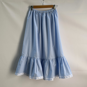 Fusta albastra cu carouri si volan (Doar la comanda), Imbracaminte si moda, Haine dama, Fusta dama, Cusatura, ARTYNOS