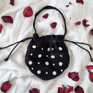 Audrey - Geantă de catifea brodată cu perle - genți și portofele - genți de mână și umăr - genți de mână - Artynos.ro