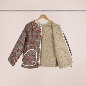 Geacă matlasată cu flori - maro - Mărimea 36 - îmbrăcăminte și modă - haine damă - paltoane damă - Artynos.ro