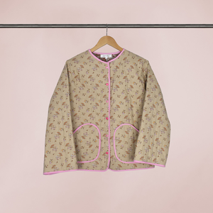 Geaca matlasata cu flori - bej - Marimea 38, Imbracaminte si moda, Haine dama, Paltoane dama, Cusatura, ARTYNOS