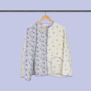 Geaca ecru matlasata cu flori, Marimea 36, 38 - Artynos.ro