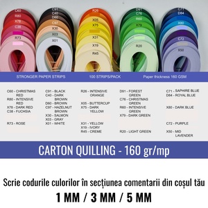 Alege 10 culori - Carton Quilling � 1 mm, 3 mm sau 5 mm � 10 pachete, Accessorii si unelte, Hartie, Scrapbook, Arta de hartie, ARTYNOS