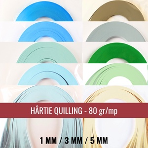 Mix hartie quilling pentru flori albastre - 1 mm, 3 mm sau 5 mm - 10 pachete - benzi pentru flori si felicitari, Accessorii si unelte, Hartie, Scrapbook, Arta de hartie, ARTYNOS