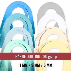 Mix hartie quilling albastra - 1 mm, 3 mm sau 5 mm - 8 pachete - benzi pentru peisaje marine, apa, rauri, Accessorii si unelte, Hartie, Alte hartii, Arta de hartie, ARTYNOS