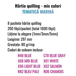 Mix hartie quilling albastra - 1 mm, 3 mm sau 5 mm - 8 pachete - benzi pentru peisaje marine, apa, rauri - accessorii și unelte - hârtie - alte hârtii - Artynos.ro