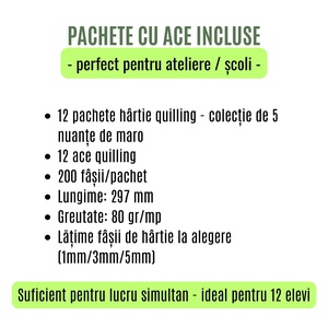 Pachet scoli cu ac inclus - hartie quilling colectie 5 nuante de verde -  latime 1 mm/3 mm/5 mm - pentru 12 elevi - accessorii și unelte - hârtie - alte hârtii - Artynos.ro