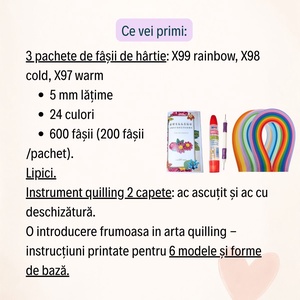 Kit quilling pentru începători � set creativ relaxant cu hârtie, unelte și 6 tutoriale - diy - pregătește-ți singur - pachete diy, kituri - Artynos.ro