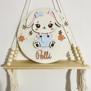 Plăcuță de nume din lemn Bunny -  - Artynos.ro