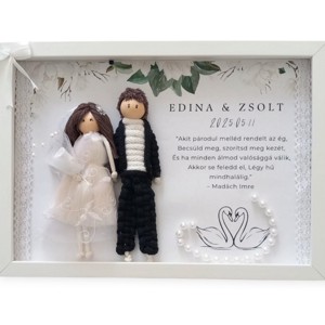 Cadou de nunta - Personalizabil macramé imagine 3D cu cuplu de logodnă -  - Artynos.ro