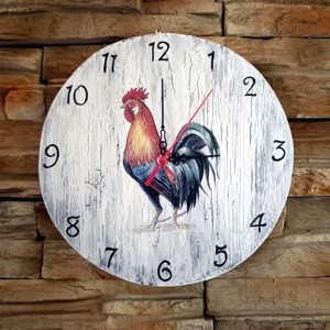 Ceas de perete din lemn in stil vintage cu cocos - Artynos.ro