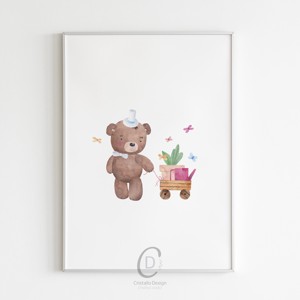 Imagine personalizată pentru camera copiilor, decorațiuni pentru camera copilului, set de artă de perete cu animale din pădure 3 buc -  - Artynos.ro