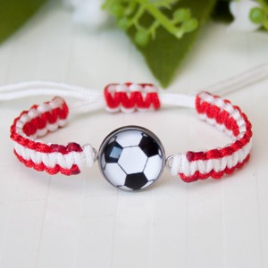 Bratara macramé impletita pentru copii - Fotbal rosu/alb, , , ARTYNOS