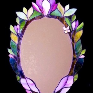 Pink Magnolia oglindă tiffany - casă & stil de viață - accesorii pentru decorat casa - oglinzi perete, oglinzi decor - Artynos.ro