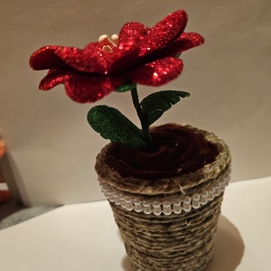 Floare Glitter - Handmade In Ghiveci  - casă & stil de viață - accesorii pentru decorat casa - decorațiuni de masă și decorațiuni pentru rafturi  - decorațiuni de masă - Artynos.ro