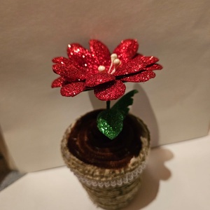 Floare Glitter - Handmade In Ghiveci , Casă & Stil de viață, Accesorii pentru decorat casa, Decorațiuni de masă și decorațiuni pentru rafturi , Decorațiuni de masă, Împletitură, Decoupage, transfer și tehnici șervețel, ARTYNOS