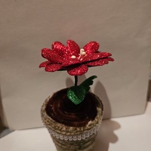 Floare Glitter - Handmade In Ghiveci  - casă & stil de viață - accesorii pentru decorat casa - decorațiuni de masă și decorațiuni pentru rafturi  - decorațiuni de masă - Artynos.ro