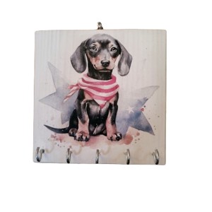 Breloc din lemn cu caine dachshund, , , ARTYNOS