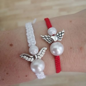Brățară împletită în stil macrame cu mărgele � Înger roșu -  - Artynos.ro