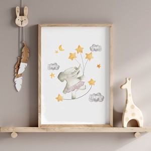 Decal de perete pentru camera copilului, poster elefant, set unic personalizat de imagini cu animale, 3 bucăți -  - Artynos.ro