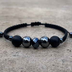 Set de brățări minerale din onix mat și hematit -  - Artynos.ro