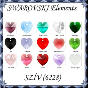 Pandantiv din cristal Swarovski: SWM heart (6228) 18mm in mai multe culori, Accessorii si unelte, Margea, componente de bijuterii, Cristale Swarovski, , ARTYNOS