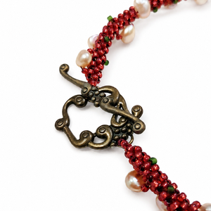 Colier statement handmade cu agate naturale și broderie din mărgele - bijuterii - coliere - coliere din pietre semiprețioase - Artynos.ro