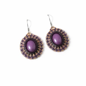 Cercei handmade mov violet - bijuterii - cercei - cercei din mărgele - Artynos.ro