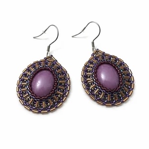 Cercei handmade mov violet - bijuterii - cercei - cercei din mărgele - Artynos.ro