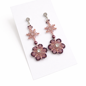 Set brățară si cercei mov ametist cu perle Swarovski - bijuterii - seturi de bijuterii - Artynos.ro
