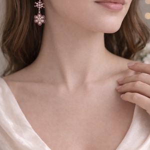 Set brățară si cercei mov ametist cu perle Swarovski - bijuterii - seturi de bijuterii - Artynos.ro