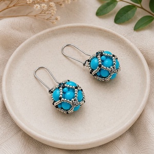 Cercei turcoaz cu perle Swarovski - bijuterii - cercei - cercei din perle - Artynos.ro