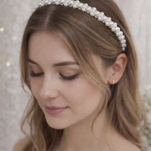 Bentiță cu perle pentru mirese - accesorii nuntă - ornamente de păr de nuntă - bentițe de nuntă - Artynos.ro