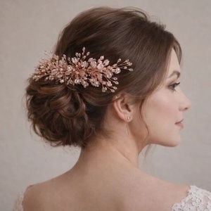 Pieptan elegant cu cristale roz-piersica - Artynos.ro