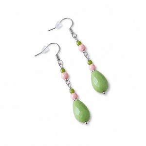 Cercei de vara verde avocado si roz-coral - Artynos.ro
